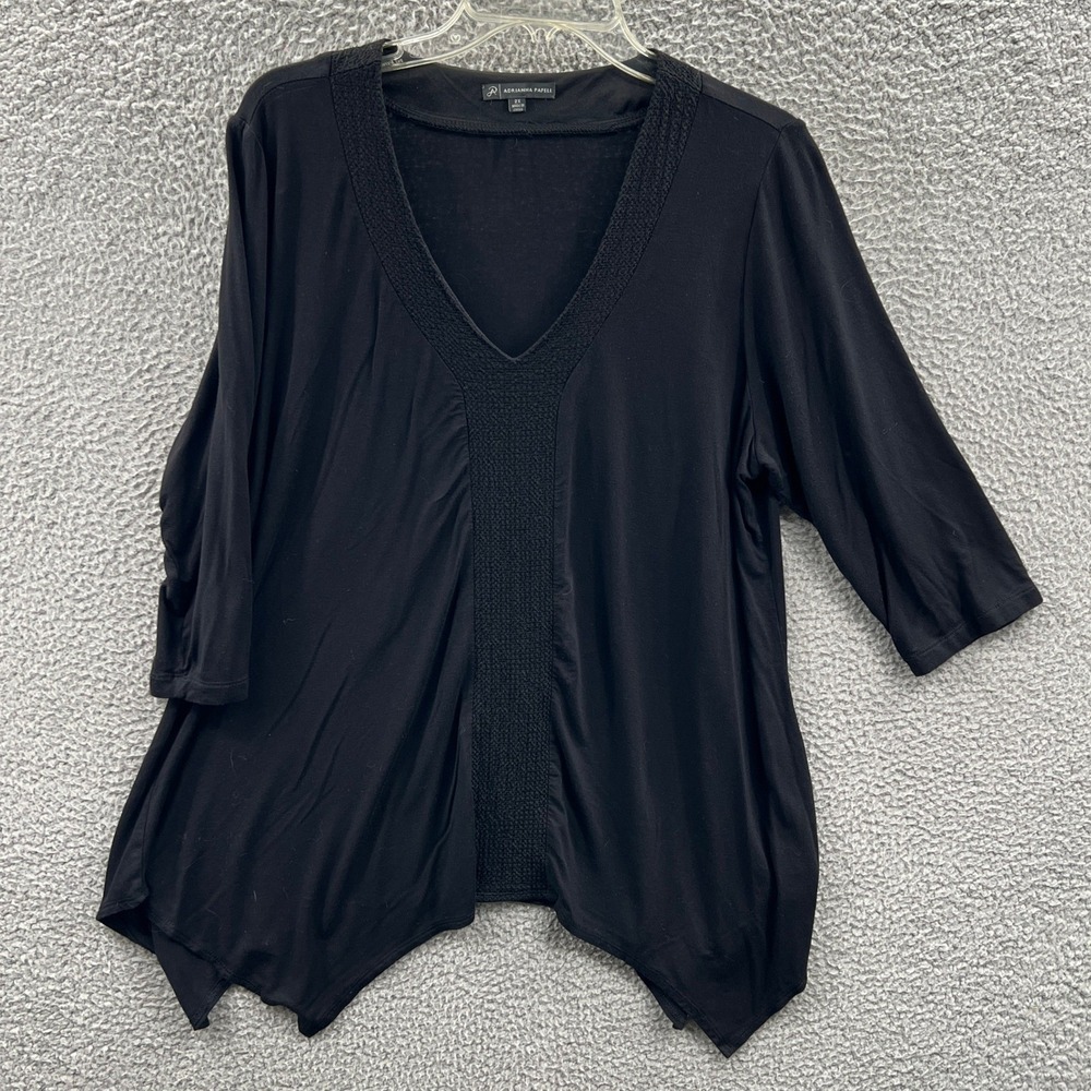 Adrianna Papell Womens Tunic Top 2X‎ Asymmetric Hem Draped Flowy Stretch Modern